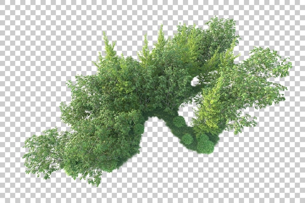 Paisaje verde aislado en un fondo transparente Ilustración de renderización 3D