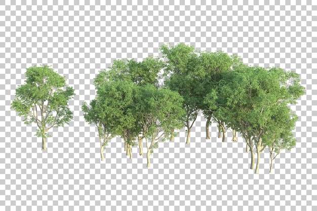 Paisaje verde aislado en un fondo transparente Ilustración de renderización 3D