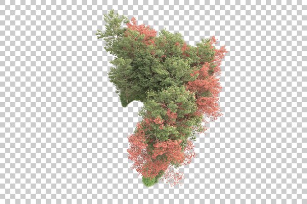 Paisaje verde aislado en un fondo transparente Ilustración de renderización 3D