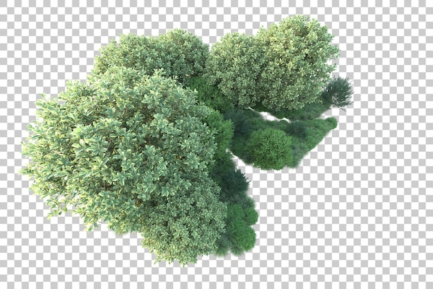 Paisaje verde aislado sobre fondo transparente ilustración de renderizado 3d