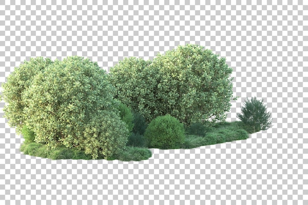 Paisaje verde aislado sobre fondo transparente ilustración de renderizado 3d