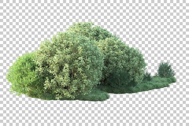 Paisaje verde aislado sobre fondo transparente ilustración de renderizado 3d