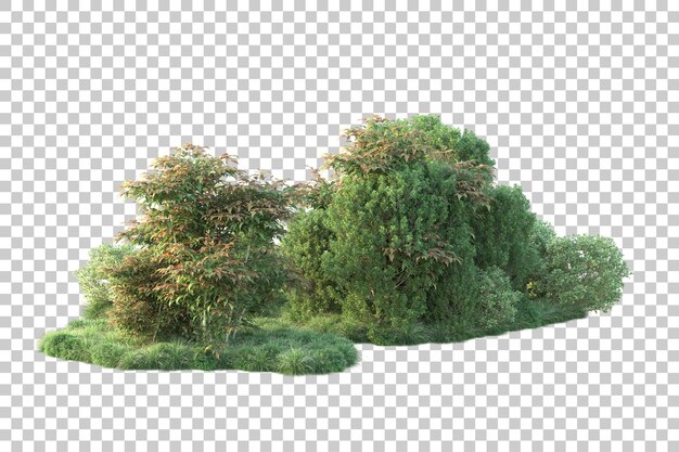 Paisaje verde aislado sobre fondo transparente ilustración de renderizado 3d