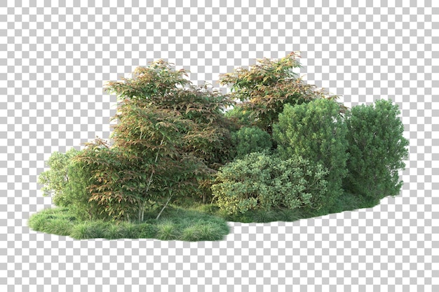 Paisaje verde aislado sobre fondo transparente ilustración de renderizado 3d