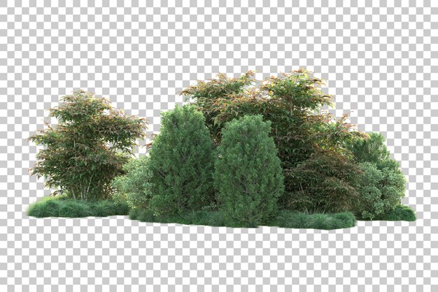 Paisaje verde aislado sobre fondo transparente ilustración de renderizado 3d