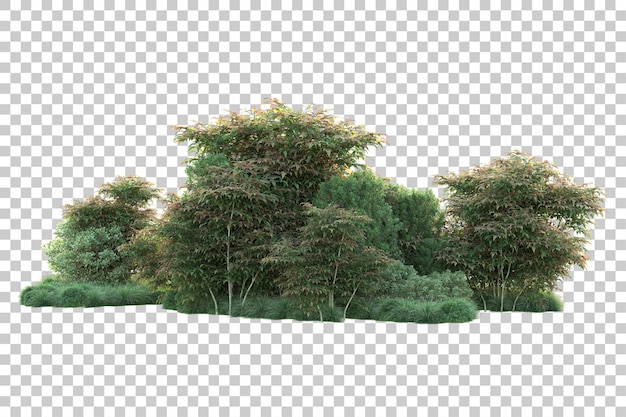 Paisaje verde aislado sobre fondo transparente ilustración de renderizado 3d
