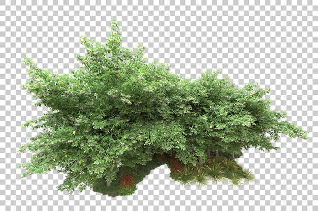 Paisaje verde aislado sobre fondo transparente ilustración de renderizado 3d