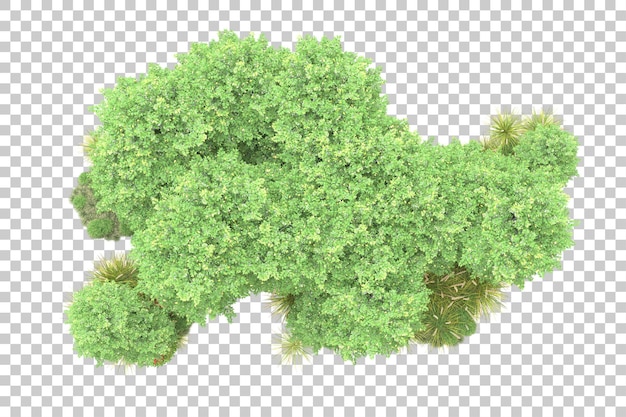 Paisaje verde aislado sobre fondo transparente ilustración de renderizado 3d