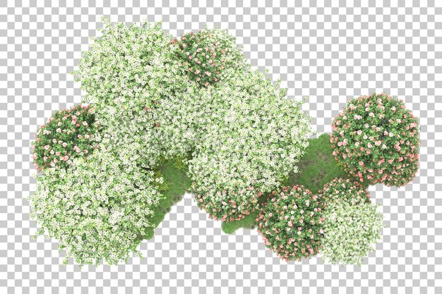Paisaje verde aislado sobre fondo transparente ilustración de renderizado 3d