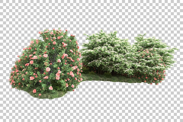 Paisaje verde aislado sobre fondo transparente ilustración de renderizado 3d