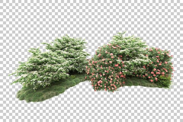 Paisaje verde aislado sobre fondo transparente ilustración de renderizado 3d