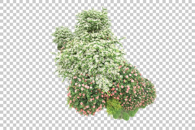 Paisaje verde aislado sobre fondo transparente ilustración de renderizado 3d