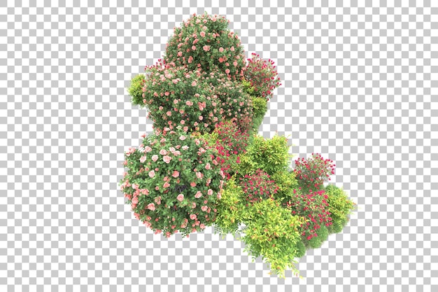 Paisaje verde aislado sobre fondo transparente ilustración de renderizado 3d