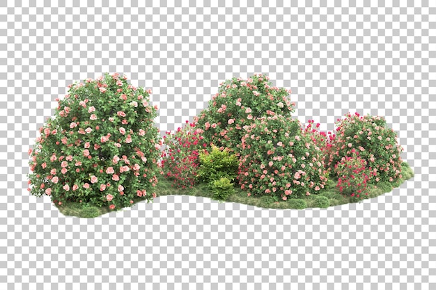 Paisaje verde aislado sobre fondo transparente ilustración de renderizado 3d