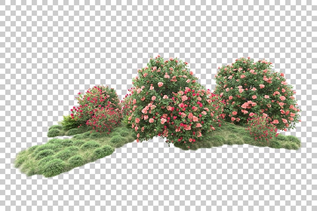 Paisaje verde aislado sobre fondo transparente ilustración de renderizado 3d