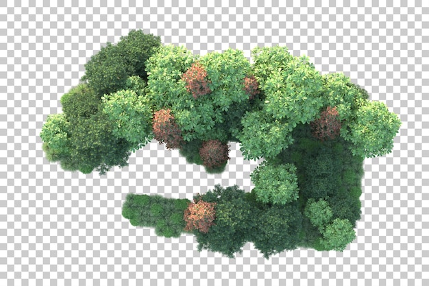 Paisaje verde aislado sobre fondo transparente ilustración de renderizado 3d