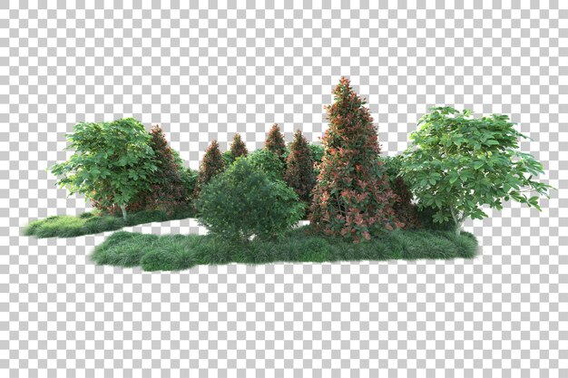 Paisaje verde aislado sobre fondo transparente ilustración de renderizado 3d
