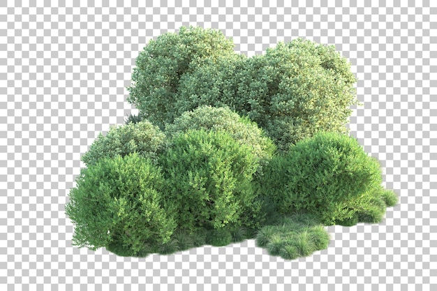 Paisaje verde aislado sobre fondo transparente ilustración de renderizado 3d