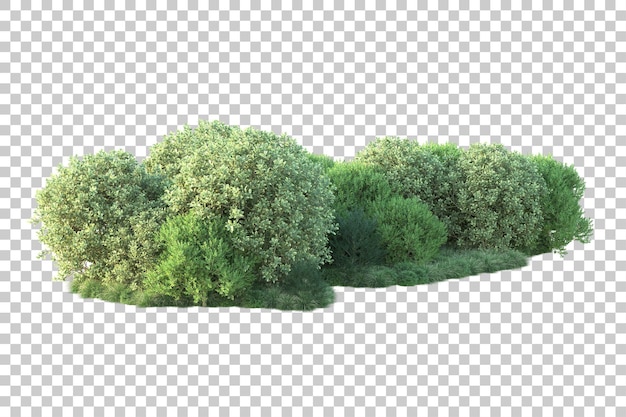 Paisaje verde aislado sobre fondo transparente ilustración de renderizado 3d