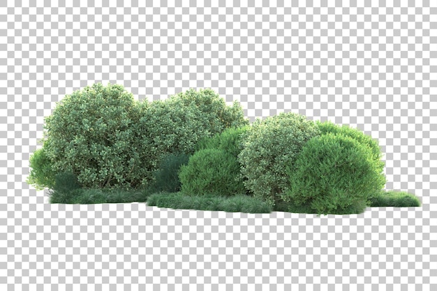 Paisaje verde aislado sobre fondo transparente ilustración de renderizado 3d