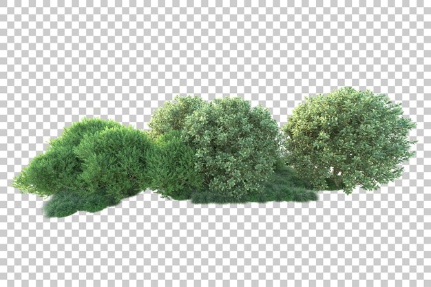 Paisaje verde aislado sobre fondo transparente ilustración de renderizado 3d