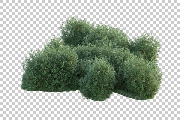 Paisaje verde aislado sobre fondo transparente ilustración de renderizado 3d