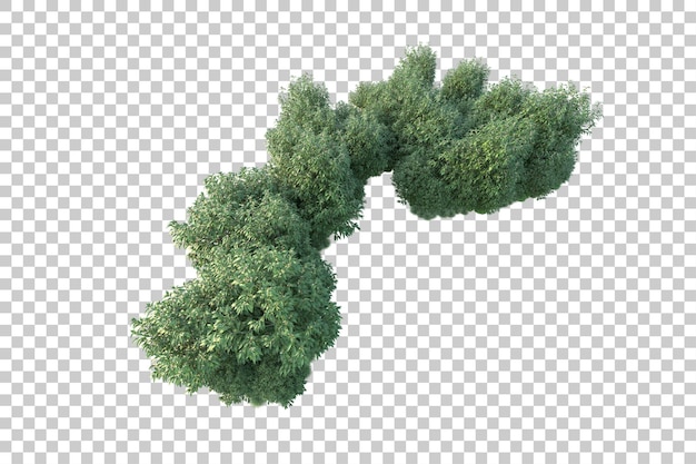 Paisaje verde aislado sobre fondo transparente ilustración de renderizado 3d