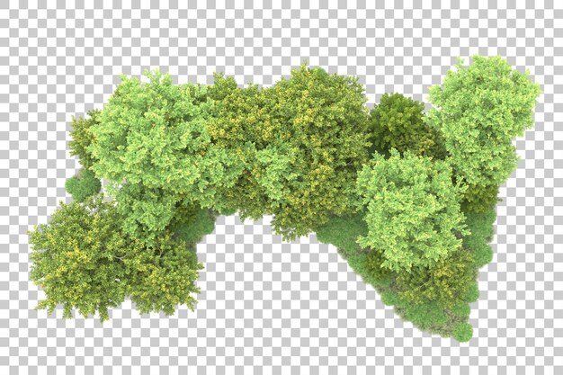 Paisaje verde aislado sobre fondo transparente ilustración de renderizado 3d