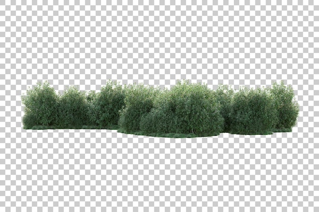 Paisaje verde aislado sobre fondo transparente ilustración de renderizado 3d