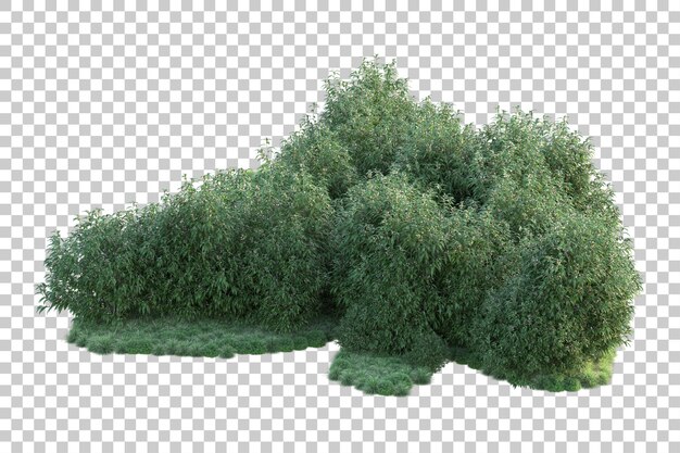 Paisaje verde aislado sobre fondo transparente ilustración de renderizado 3d