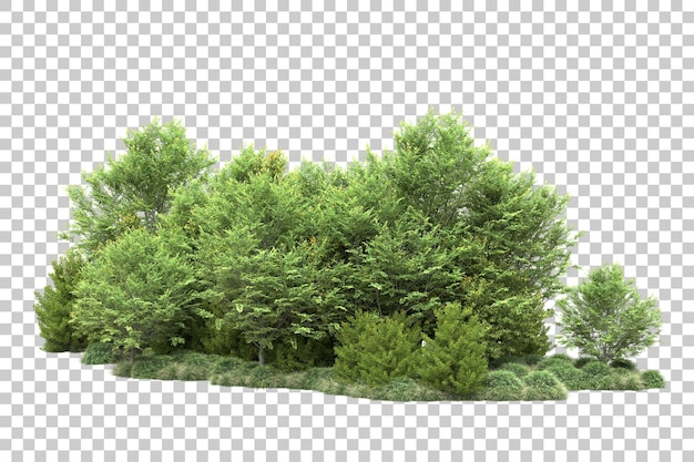 Paisaje verde aislado sobre fondo transparente ilustración de renderizado 3d
