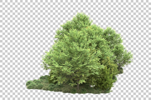 Paisaje verde aislado sobre fondo transparente ilustración de renderizado 3d