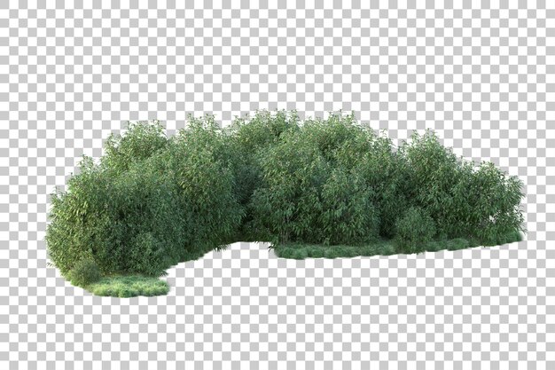Paisaje verde aislado sobre fondo transparente ilustración de renderizado 3d