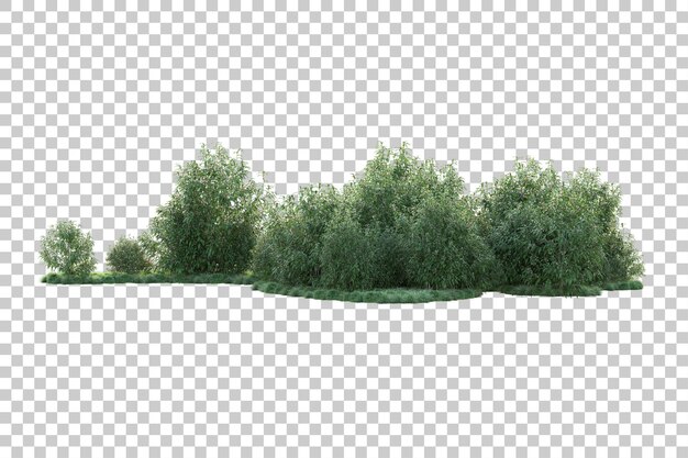 Paisaje verde aislado sobre fondo transparente ilustración de renderizado 3d