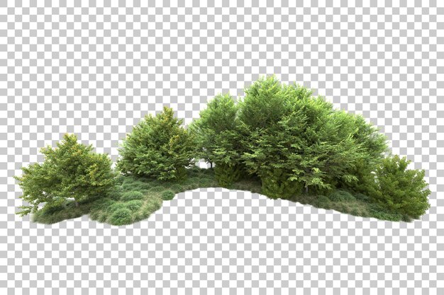 Paisaje verde aislado sobre fondo transparente ilustración de renderizado 3d