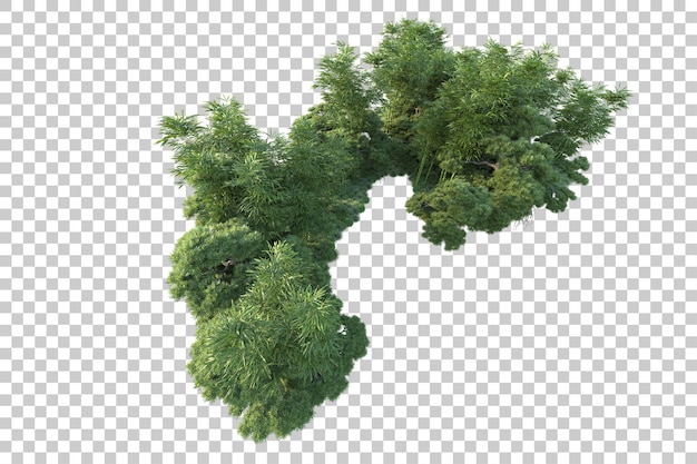 Paisaje verde aislado sobre fondo transparente ilustración de renderizado 3d