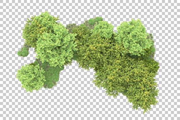 Paisaje verde aislado sobre fondo transparente ilustración de renderizado 3d