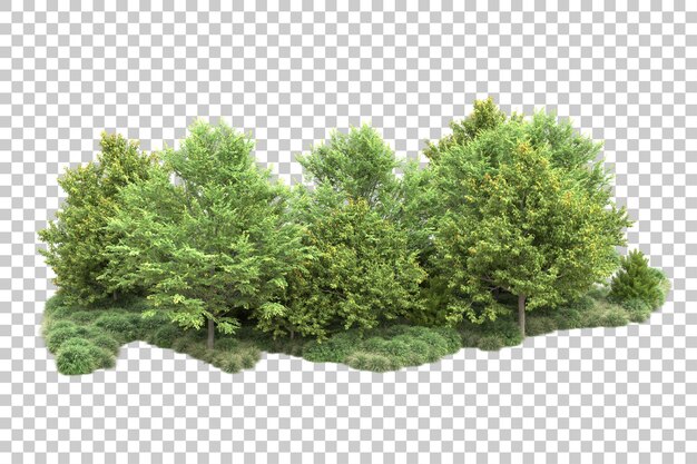 Paisaje verde aislado sobre fondo transparente ilustración de renderizado 3d