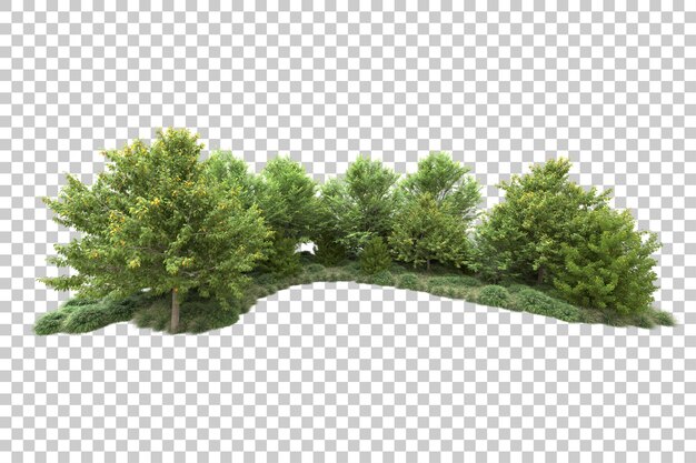 Paisaje verde aislado sobre fondo transparente ilustración de renderizado 3d