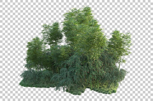 Paisaje verde aislado sobre fondo transparente ilustración de renderizado 3d