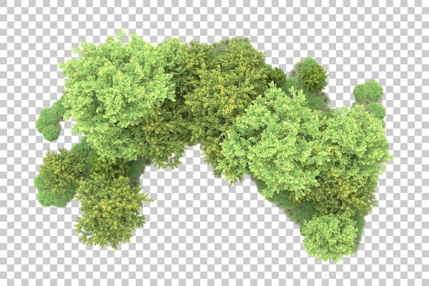Paisaje verde aislado sobre fondo transparente ilustración de renderizado 3d