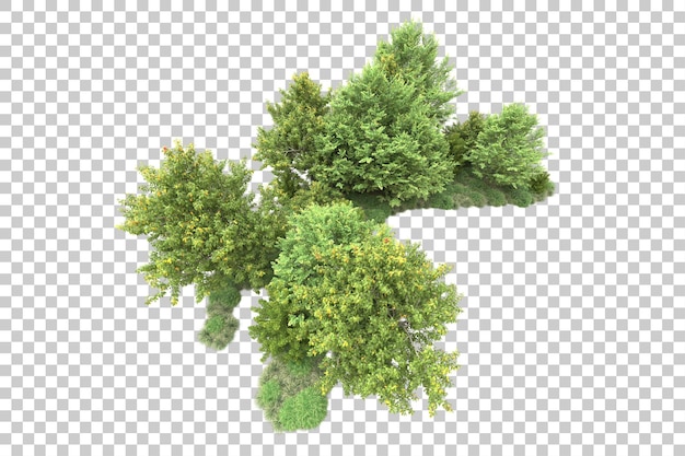 Paisaje verde aislado sobre fondo transparente ilustración de renderizado 3d
