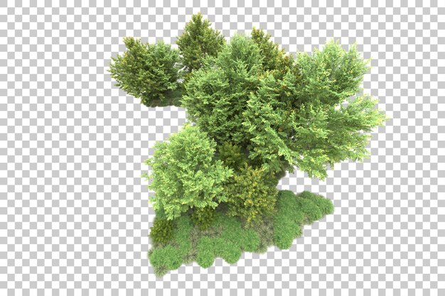 Paisaje verde aislado sobre fondo transparente ilustración de renderizado 3d