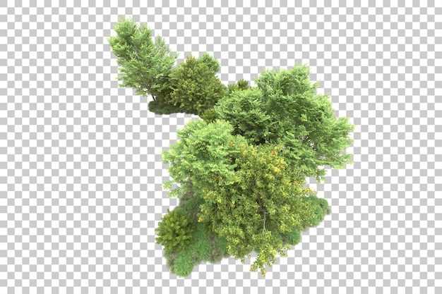 Paisaje verde aislado sobre fondo transparente ilustración de renderizado 3d