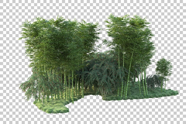 Paisaje verde aislado sobre fondo transparente ilustración de renderizado 3d