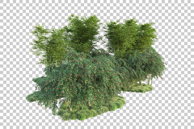 Paisaje verde aislado sobre fondo transparente ilustración de renderizado 3d