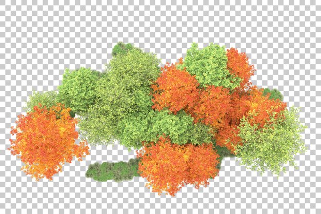 Paisaje verde aislado sobre fondo transparente ilustración de renderizado 3d