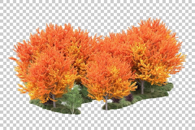 Paisaje verde aislado sobre fondo transparente ilustración de renderizado 3d