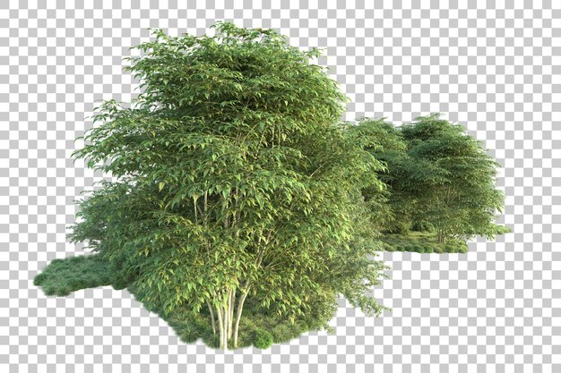 Paisaje verde aislado sobre fondo transparente ilustración de renderizado 3d