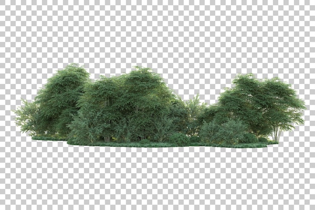 Paisaje verde aislado sobre fondo transparente ilustración de renderizado 3d